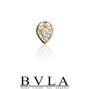 BVLA 14k White Gold Kensington Pear Threadless End
